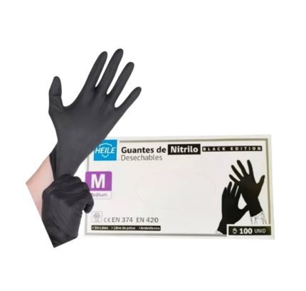 Guantes Negros M 100Pcs Heiler