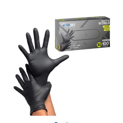 Guantes Negros Premiun Talla M 100pcs Top Safe