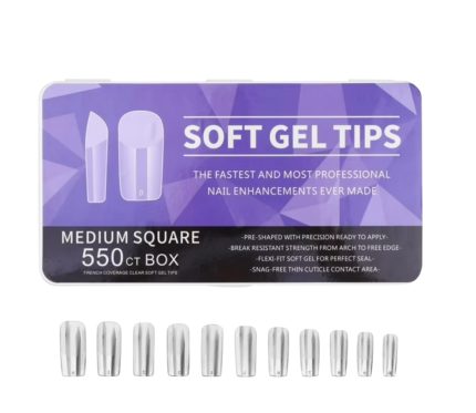 Tips Soft Gel Medium Square (cuadrada) 550 pcs