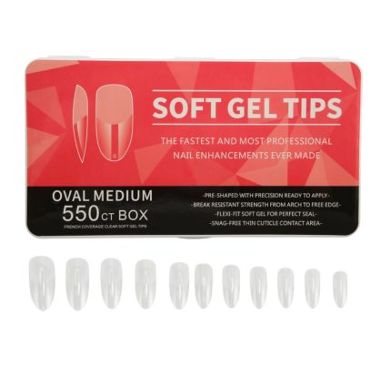 Tips Soft Gel Oval Medium (con porosidad) 550 pcs