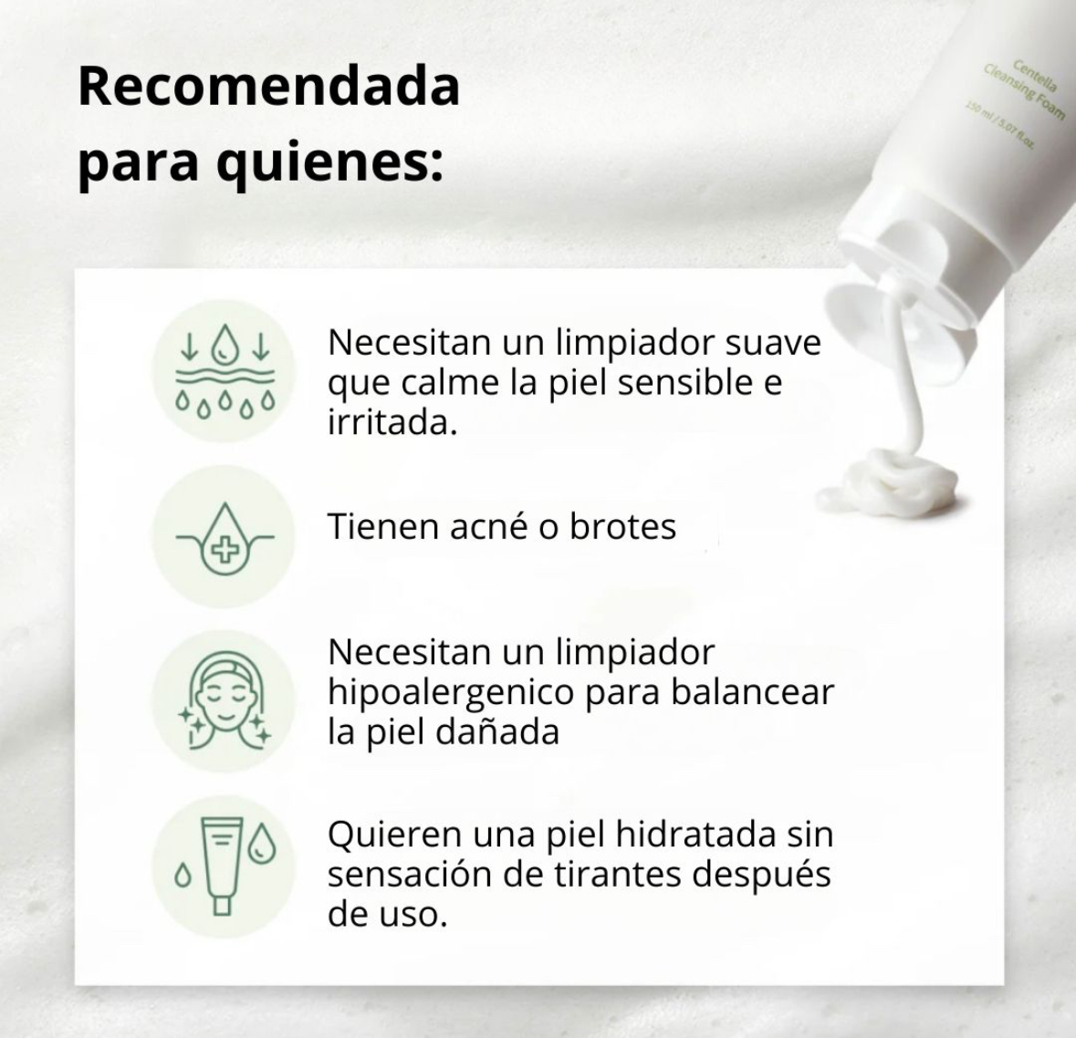 Mixsoon Limpiador “Centella Cleansing Foam” 150ml - Imagen 3