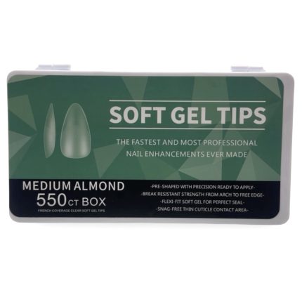 Tips Soft Gel Almond Medium (con porosidad) 550 pcs