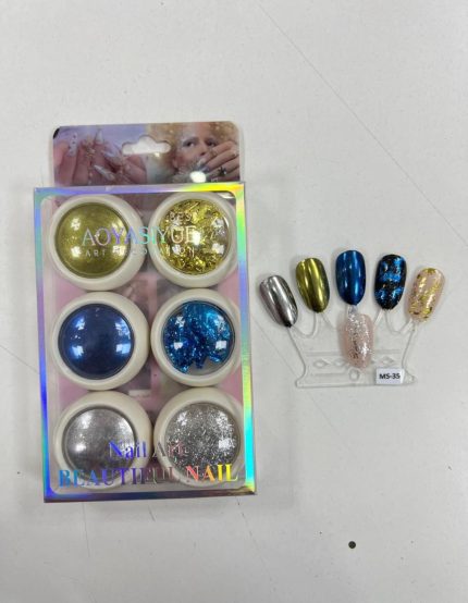 Set de efecto espejo / flake (plateado, dorado, azul)