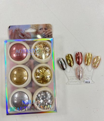 Set de efecto espejo / flake (plateado, dorado, fucsia)