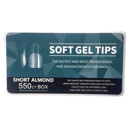 Tips Soft Gel Short Almond (con porosidad) 550 pcs