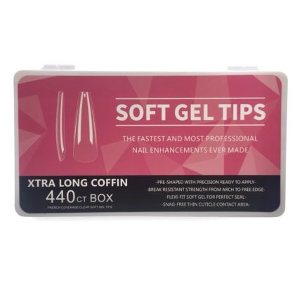 Tips Soft Gel Xtra Long Coffin (con porosidad) 550 pcs