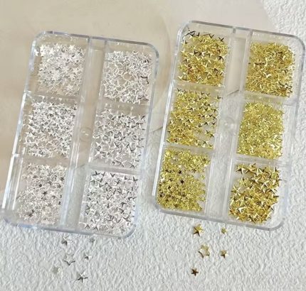 Set dorado y plateado de Charms estrella  (accesorios para uñas)
