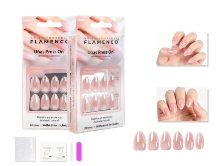 Uñas Press on con diseño perlado con puntitos