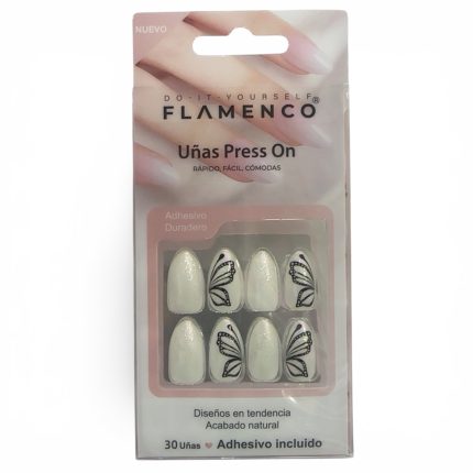 Uñas Press on con diseño de mariposa