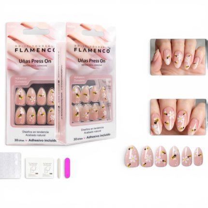 Uñas Press on con diseño flores