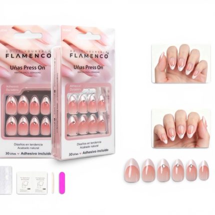 Uñas Press on con diseño francesa