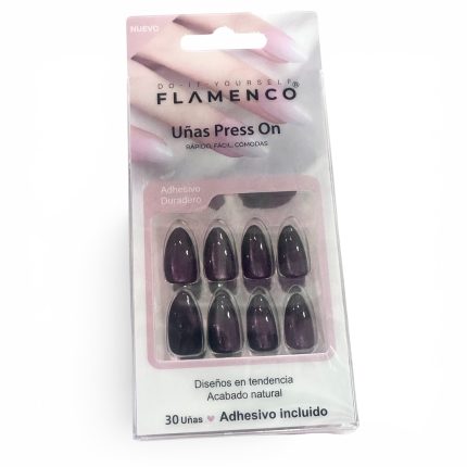 Uñas Press on con diseño efecto ojo de gato morado